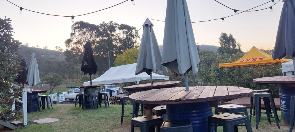 The beer garden at the Linville Hotel.