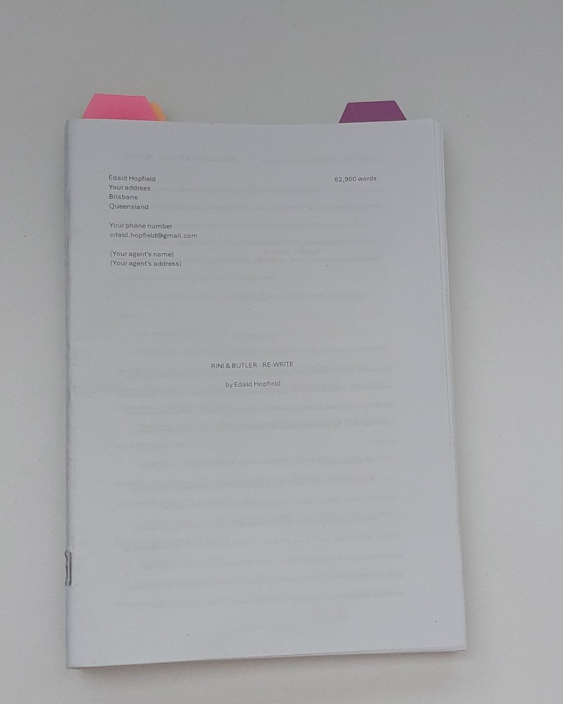 Front of a printed manuscript copy of Rini & Butlet