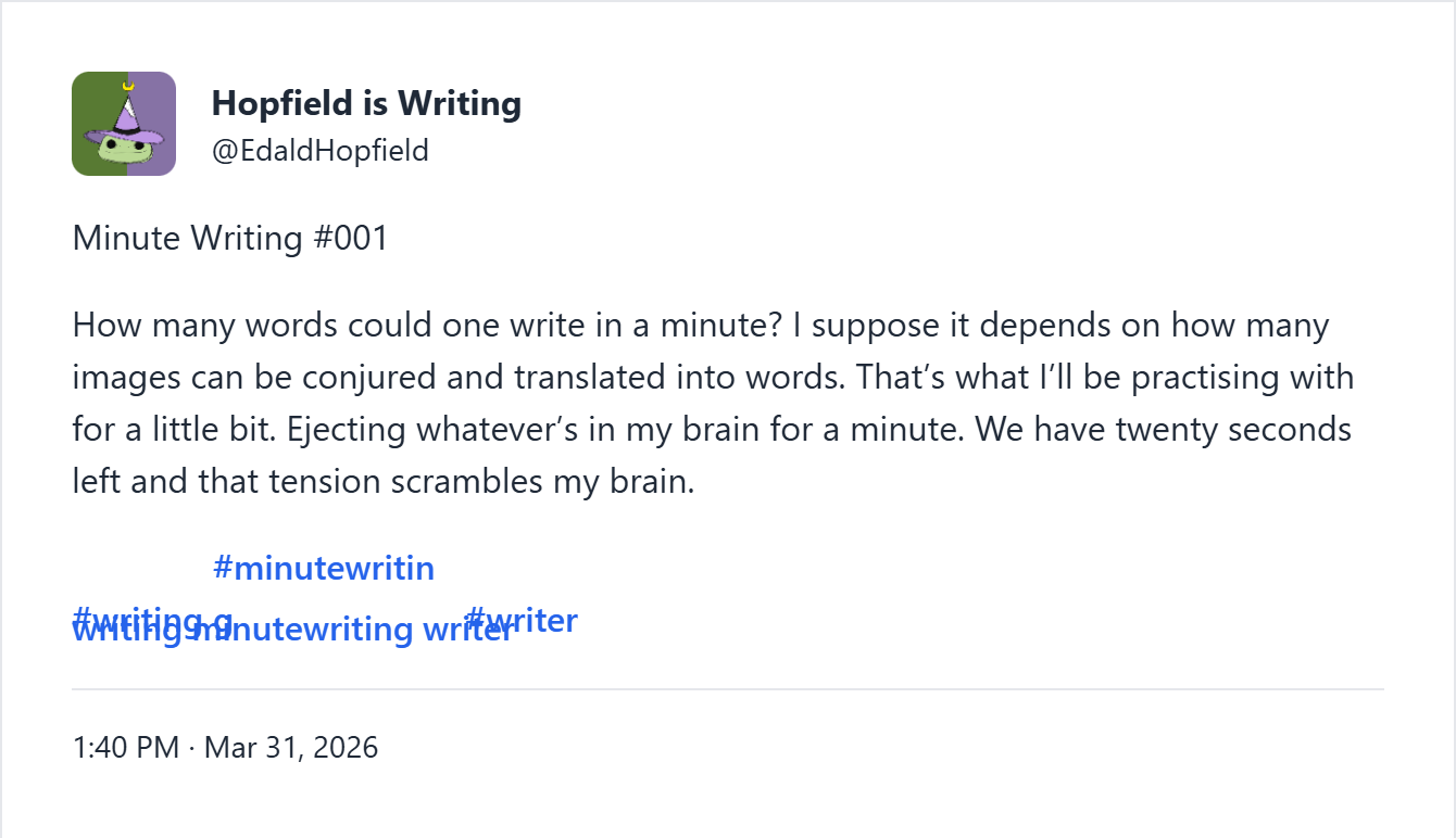 Minute Writing #001